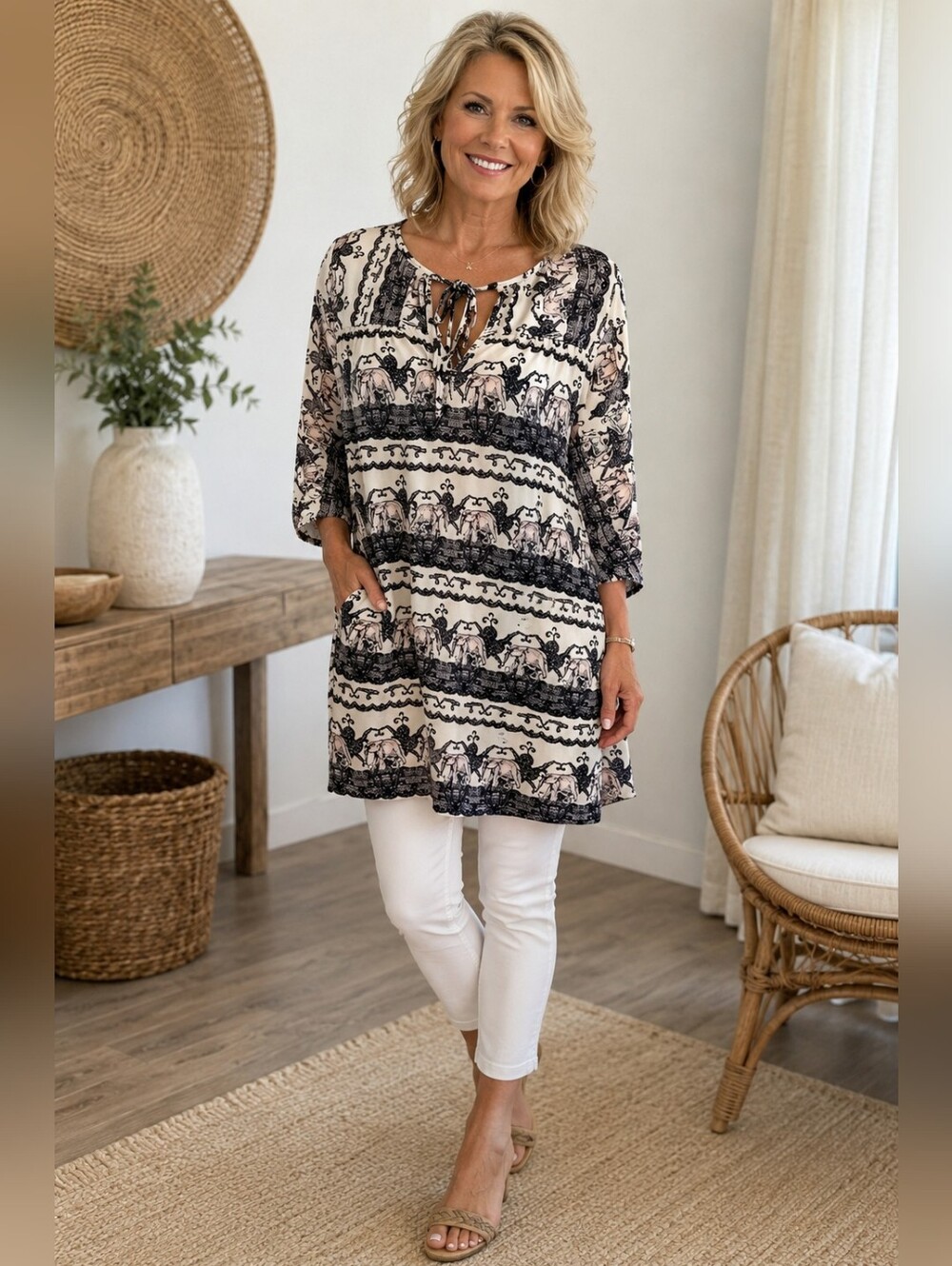 Pixi + Ivy Elephant Print Tunic/Dress. Small.
